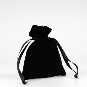 Velvet Rose Drawstring Pouch – Black – 4" × 5" (10 × 13 cm) - Pamusan.com