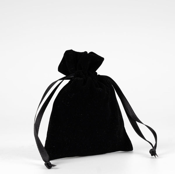 Velvet Rose Drawstring Pouch – Black – 4" × 5" (10 × 13 cm) - Pamusan.com