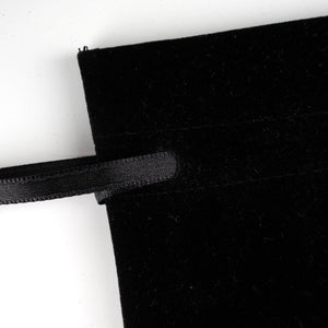 Velvet Rose Drawstring Pouch – Black – 4" × 5" (10 × 13 cm) - Pamusan.com