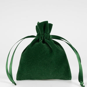 Velvet Rose Drawstring Pouch – Green – 4" × 5" (10 × 13 cm) - Pamusan.com