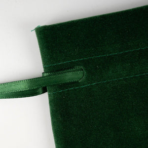 Velvet Rose Drawstring Pouch – Green – 4" × 5" (10 × 13 cm) - Pamusan.com