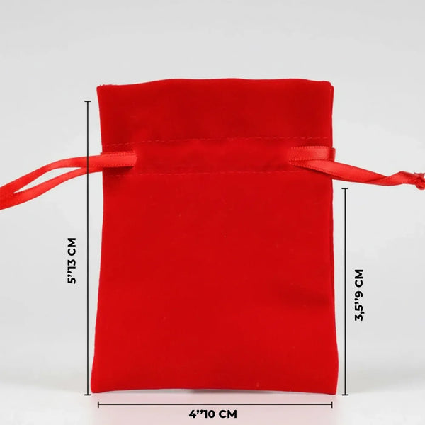 Velvet Rose Drawstring Pouch – Red – 4" × 5" (10 × 13 cm) - Pamusan.com