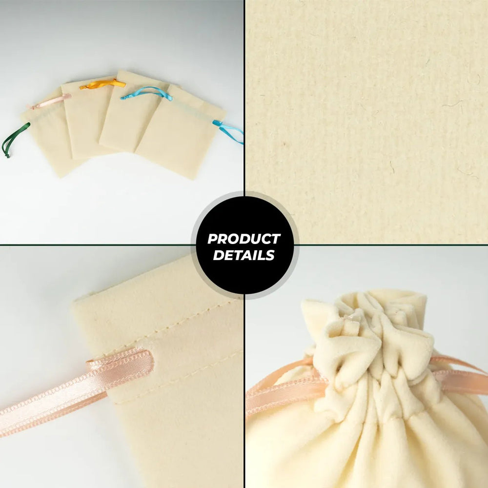 Velvet Rose Drawstring Pouch with Blush Pink Ribbon – 4" × 5" (10 × 13 cm) - Pamusan.com