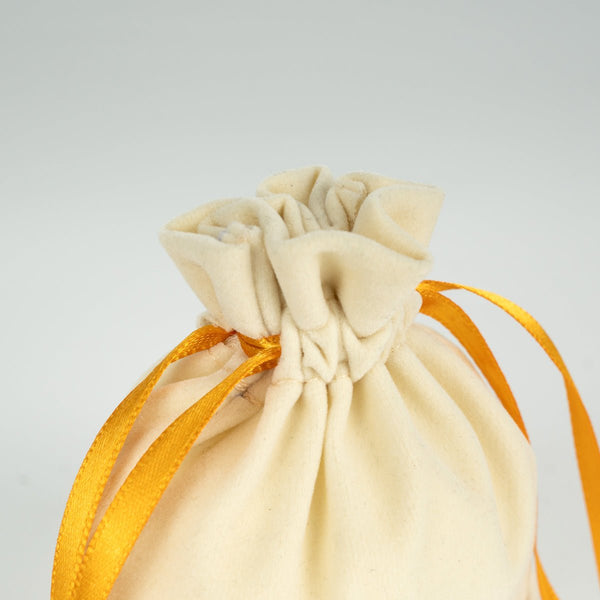 Velvet Rose Drawstring Pouch with Orange Ribbon – 4" × 5" (10 × 13 cm) - Pamusan.com
