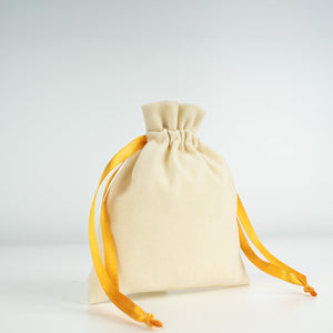 Velvet Rose Drawstring Pouch with Orange Ribbon – 4" × 5" (10 × 13 cm) - Pamusan.com
