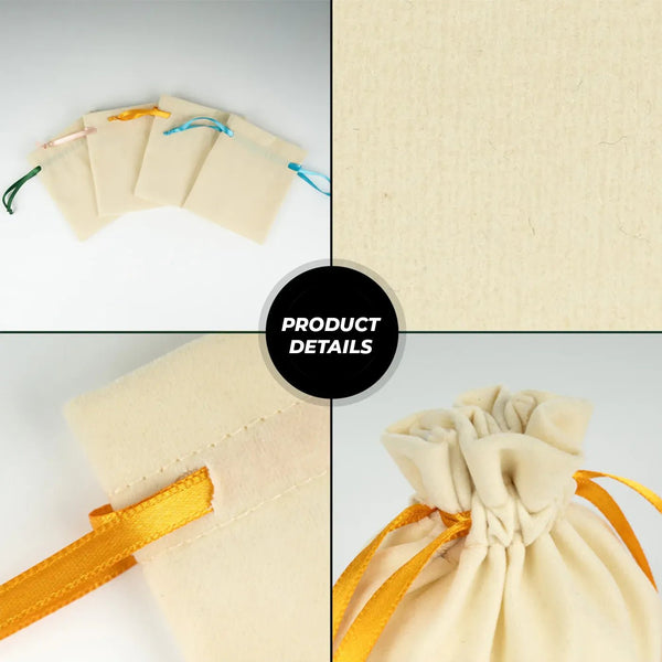 Velvet Rose Drawstring Pouch with Orange Ribbon – 4" × 5" (10 × 13 cm) - Pamusan.com