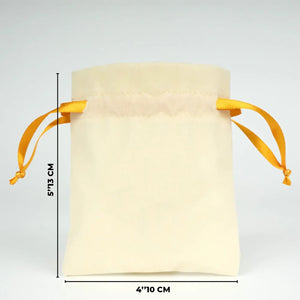 Velvet Rose Drawstring Pouch with Orange Ribbon – 4" × 5" (10 × 13 cm) - Pamusan.com