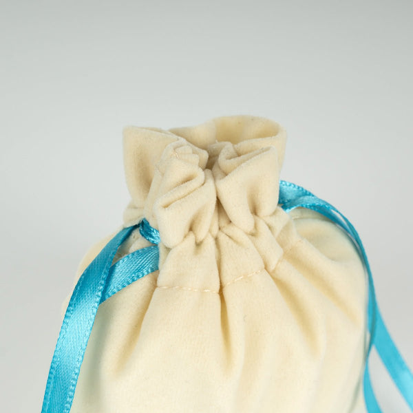 Velvet Rose Drawstring Pouch with Turquoise Ribbon – 4" × 5" (10 × 13 cm) - Pamusan.com