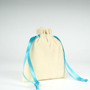 Velvet Rose Drawstring Pouch with Turquoise Ribbon – 4" × 5" (10 × 13 cm) - Pamusan.com