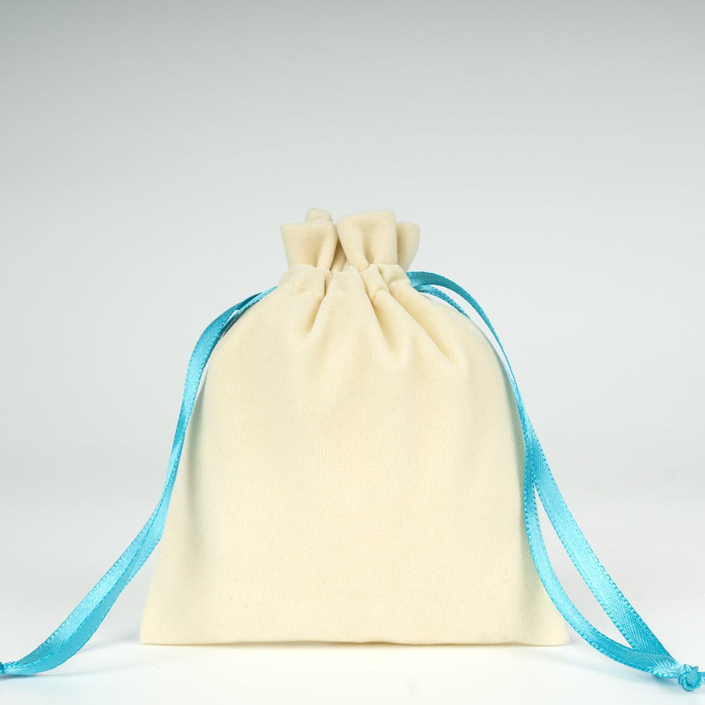 Velvet Rose Drawstring Pouch with Turquoise Ribbon – 4" × 5" (10 × 13 cm) - Pamusan.com