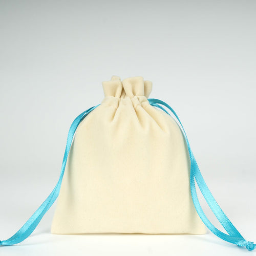 Velvet Rose Drawstring Pouch with Turquoise Ribbon – 4" × 5" (10 × 13 cm) - Pamusan.com
