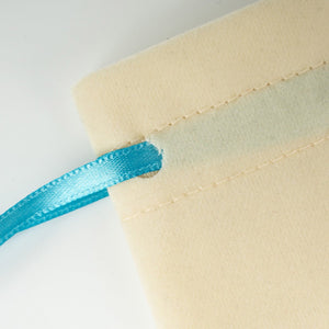 Velvet Rose Drawstring Pouch with Turquoise Ribbon – 4" × 5" (10 × 13 cm) - Pamusan.com