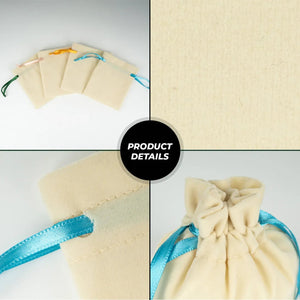 Velvet Rose Drawstring Pouch with Turquoise Ribbon – 4" × 5" (10 × 13 cm) - Pamusan.com