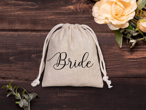 Wedding Pouch Bags, Personalized Bridal Party Drawstring Cotton Bags & Bridesmaid Favor Sacks - Pamusan.com