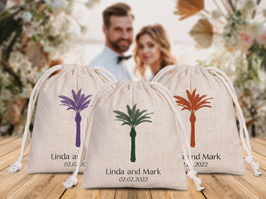 Wedding Welcome Pouch Bags – Personalized Cotton Drawstring Bridal Favors - Pamusan.com