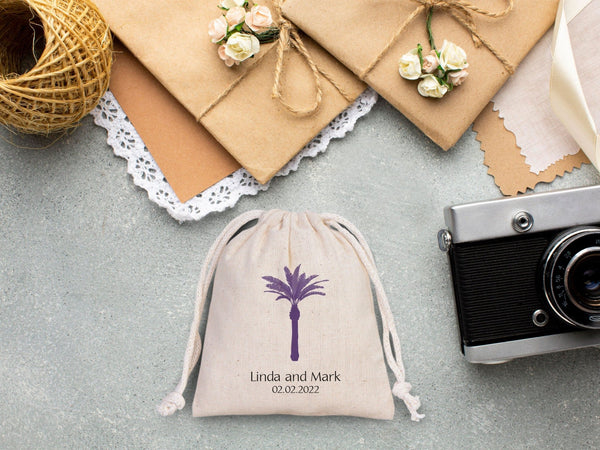 Wedding Welcome Pouch Bags – Personalized Cotton Drawstring Bridal Favors - Pamusan.com