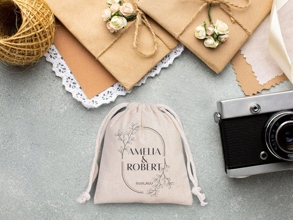 Wedding Welcome Pouch Bags – Personalized Cotton Drawstring Bridal Party Favors - Pamusan.com