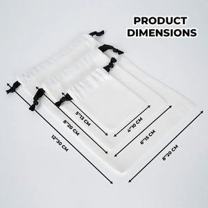 White Canvas Drawstring Bag – Black Cord - 8" × 12" (20 × 30 cm) - Pamusan.com