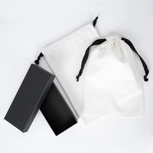 White Canvas Drawstring Bag – Black Cord - 8" × 12" (20 × 30 cm) - Pamusan.com