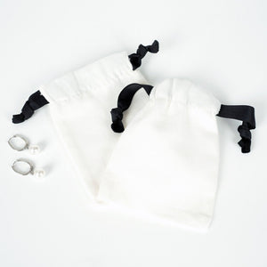 White Cotton Sock Gift Bag – Black Drawstring - 4" x 5" (10×13 cm) - Pamusan.com