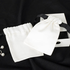 White Cotton Sock Gift Bag – Black Drawstring - 4" x 5" (10×13 cm) - Pamusan.com