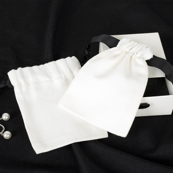 White Cotton Sock Gift Bag – Black Drawstring - 4" x 5" (10×13 cm) - Pamusan.com