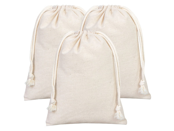 Wholasale Pouches 6"W x 8"H (15x20 cm) Cotton Muslin Bags - 100% Organic Cotton Double Drawstring - Non - Printed Cotton Muslin - Pamusan.com