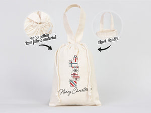 Wholesale Custom Logo Printed Christmas Gift Bags - 6"W x 8"H (15x20 cm) Personalized Cotton and Muslin Bags for Family & Company Gifts | Add Your Logo, Text - Pamusan.com