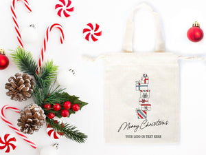 Wholesale Custom Logo Printed Christmas Gift Bags - 6"W x 8"H (15x20 cm) Personalized Cotton and Muslin Bags for Family & Company Gifts | Add Your Logo, Text - Pamusan.com
