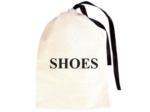 Wholesale Logo Printed Shoe Bags | Custom Drawstring Shoe Organizers | 2 Sizes | Cotton Pouch Shoe Bags with Black Ribbon - Pamusan.com