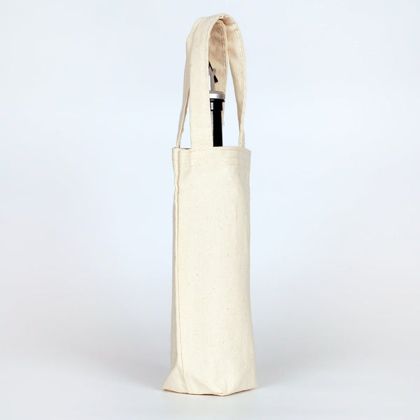 Wine Bottle Bag – Canvas Olive Oil Bag – 6" × 10" (15 × 26 cm) – Natural 10 oz - Pamusan.com