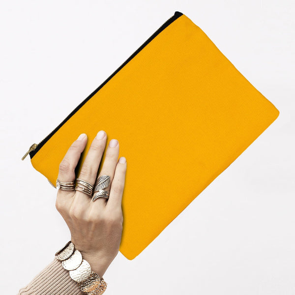 Yellow Canvas Zippered Clutch Pouch – 10" × 7" (25 × 18 cm) – 10 oz - Pamusan.com