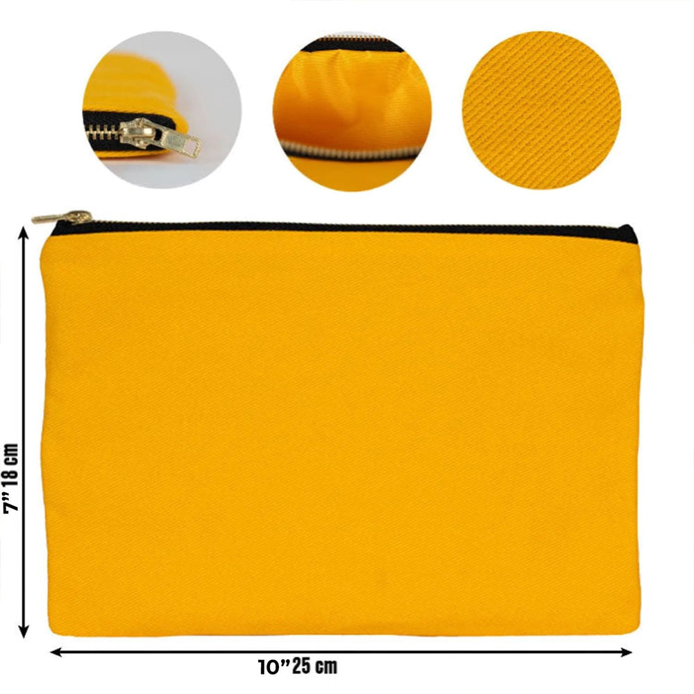 Yellow Canvas Zippered Clutch Pouch – 10" × 7" (25 × 18 cm) – 10 oz - Pamusan.com
