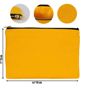 Yellow Canvas Zippered Clutch Pouch – 10" × 7" (25 × 18 cm) – 10 oz - Pamusan.com