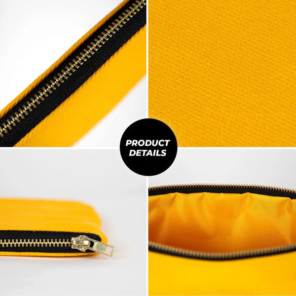 Yellow Canvas Zippered Clutch Pouch – 10" × 7" (25 × 18 cm) – 10 oz - Pamusan.com
