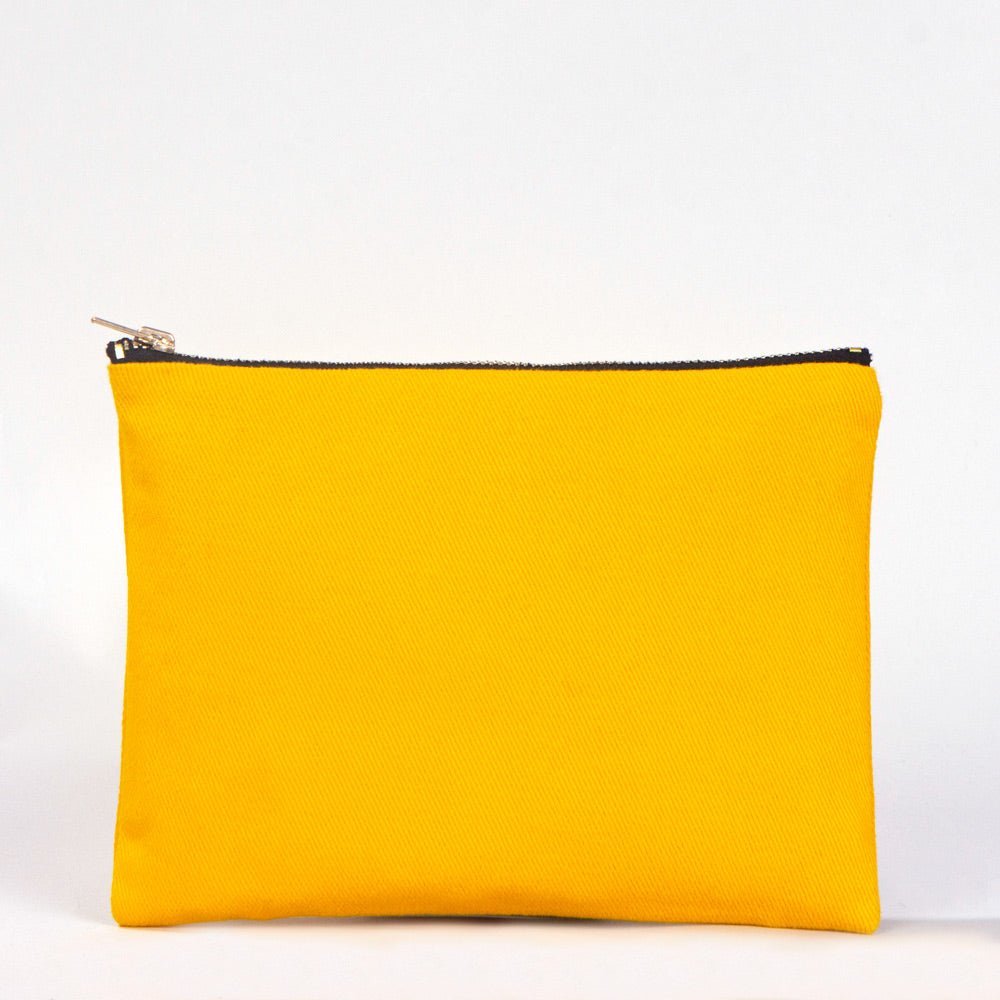 Yellow Cotton Clutch Bag – 8"x6" Reusable Cosmetic Makeup Zipper Pouch - Pamusan.com