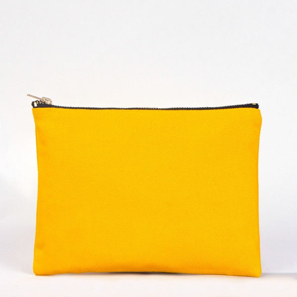 Yellow Cotton Clutch Bag – 8"x6" Reusable Cosmetic Makeup Zipper Pouch - Pamusan.com