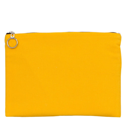 Yellow Cotton Zippered Clutch Pouch – 12" × 8" (30 × 21 cm) – 10 oz Fabric - Pamusan.com
