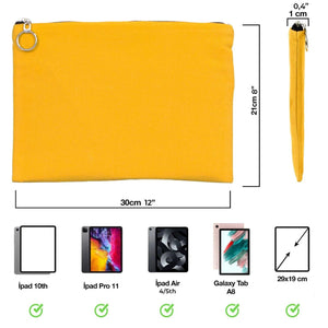 Yellow Cotton Zippered Clutch Pouch – 12" × 8" (30 × 21 cm) – 10 oz Fabric - Pamusan.com