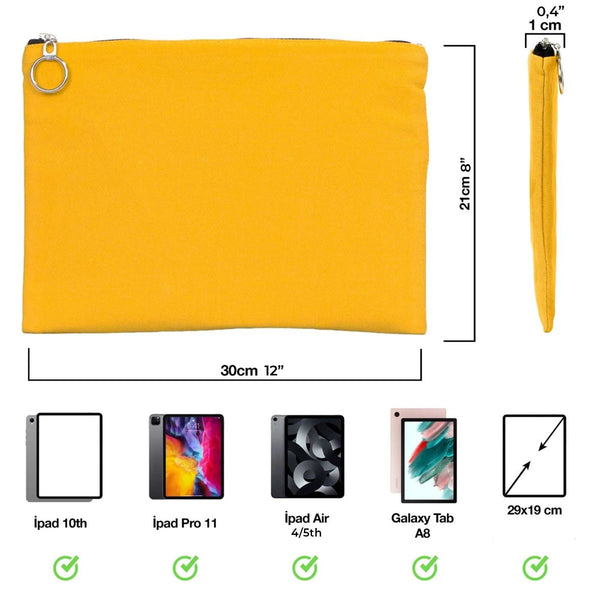 Yellow Cotton Zippered Clutch Pouch – 12" × 8" (30 × 21 cm) – 10 oz Fabric - Pamusan.com