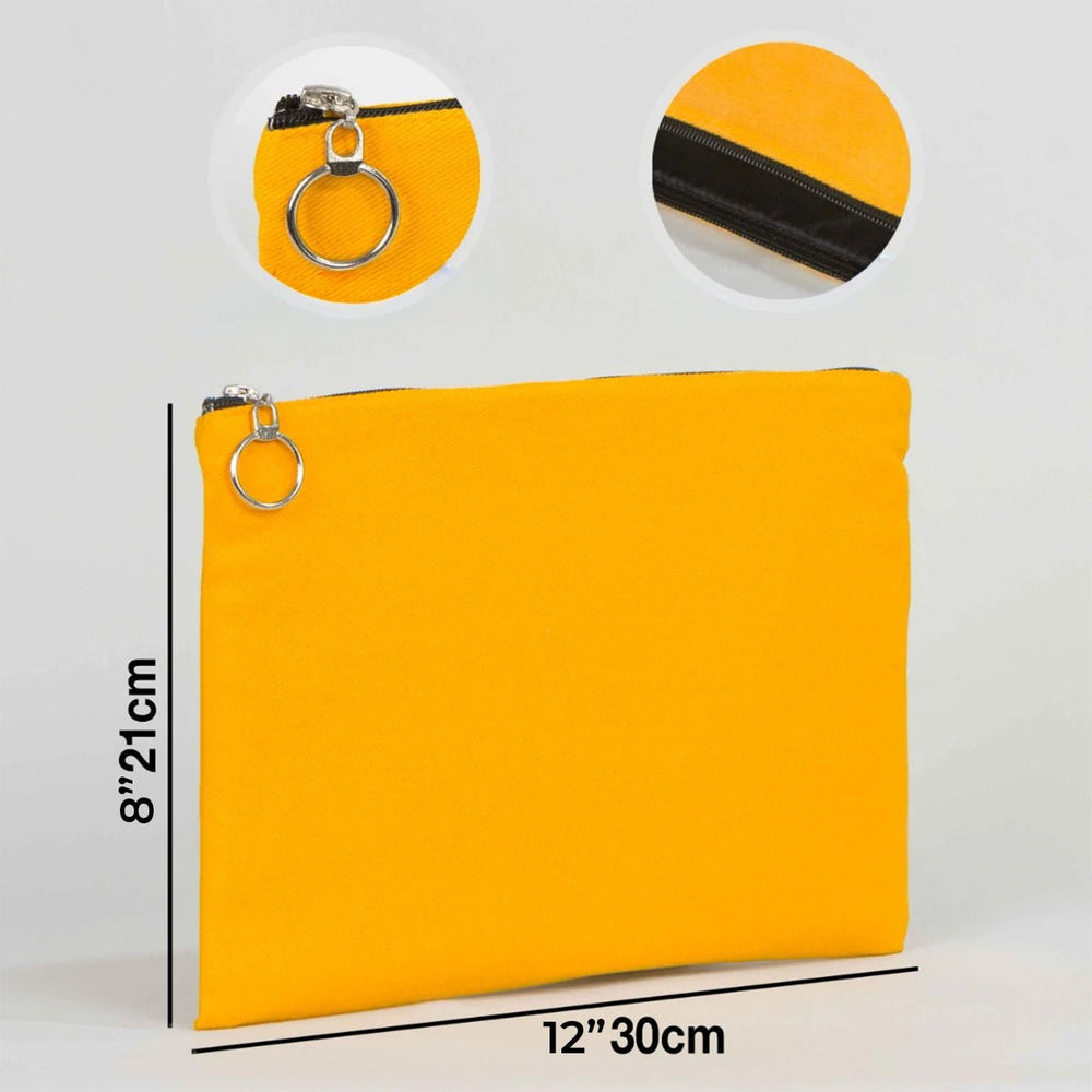 Yellow Cotton Zippered Clutch Pouch – 12" × 8" (30 × 21 cm) – 10 oz Fabric - Pamusan.com