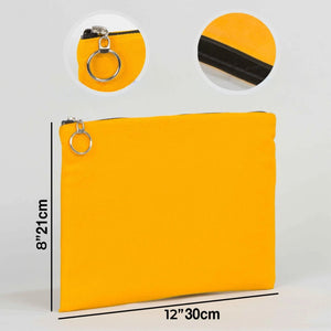 Yellow Cotton Zippered Clutch Pouch – 12" × 8" (30 × 21 cm) – 10 oz Fabric - Pamusan.com