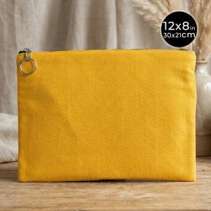 Yellow Cotton Zippered Clutch Pouch – 12" × 8" (30 × 21 cm) – 10 oz Fabric - Pamusan.com