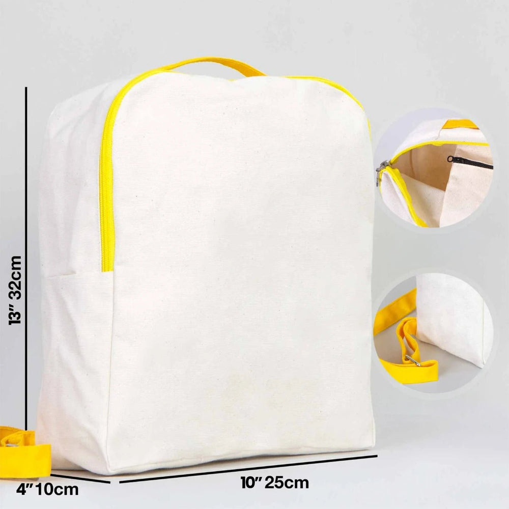 Yellow VIP Canvas Backpack – 10" × 13" (25 × 32 cm), 10 oz - Pamusan.com