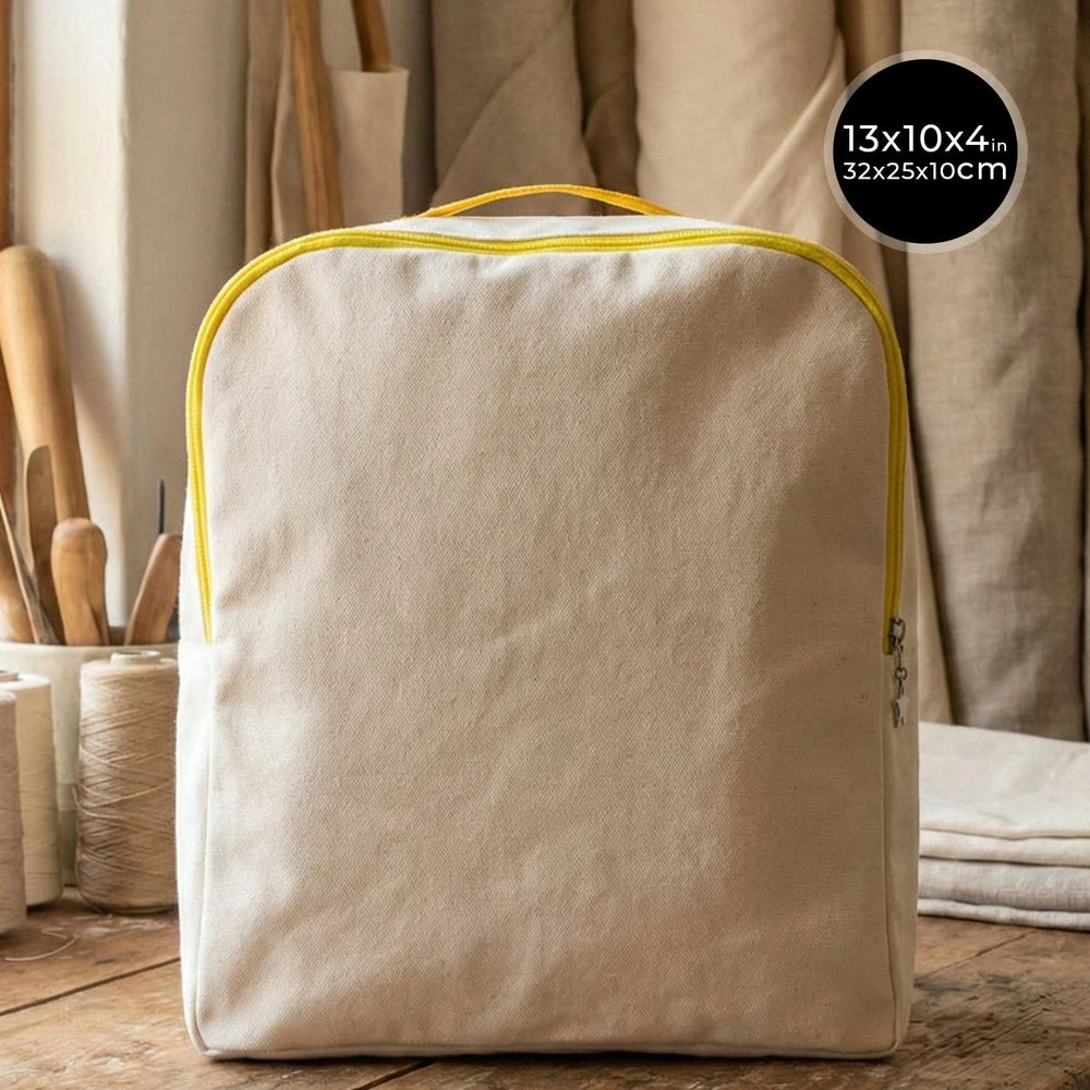 Yellow VIP Canvas Backpack – 10" × 13" (25 × 32 cm), 10 oz - Pamusan.com