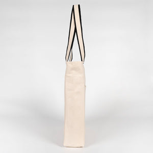Zippered Canvas Tote Bag with Front Pockets – Black Handle – 16" × 14" × 4" (40 × 35 × 10 cm) - Pamusan.com