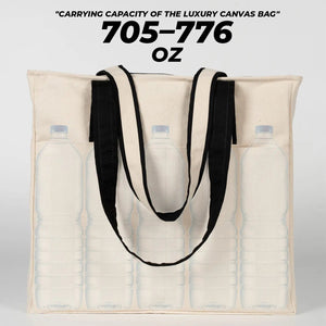 Zippered Canvas Tote Bag with Front Pockets – Black Handle – 16" × 14" × 4" (40 × 35 × 10 cm) - Pamusan.com