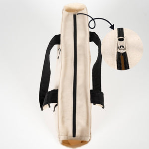 Zippered Canvas Tote Bag with Front Pockets – Black Handle – 16" × 14" × 4" (40 × 35 × 10 cm) - Pamusan.com