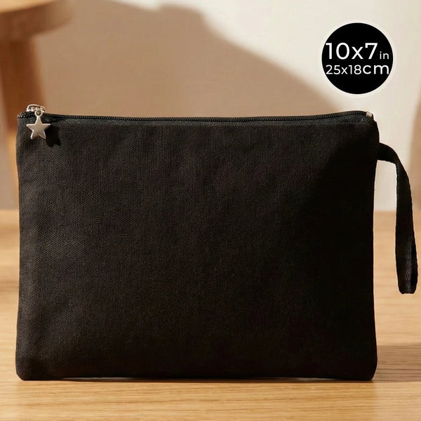 Zippered Clutch Bag – Black – 10" × 7" (25 × 18 cm) - 10 oz - Pamusan.com