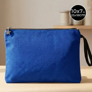 Zippered Clutch Bag – Blue – 10" × 7" (25 × 18 cm) - 10 oz - Pamusan.com